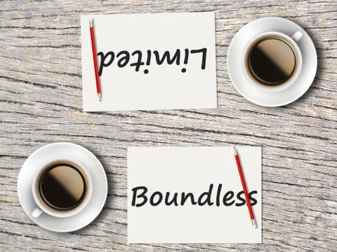 Business Concept : Comparison between boundless and limited Foto stock