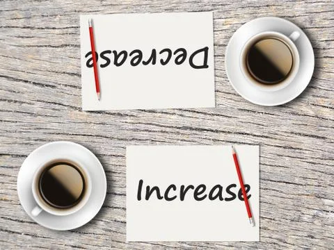 Business Concept : Comparison between decrease and increase Stock Photos
