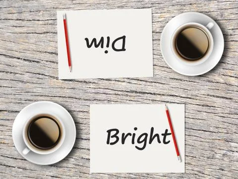 Business Concept : Comparison between dim and bright Foto stock