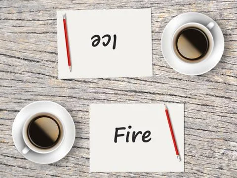 Business Concept : Comparison between fire and ice Foto stock