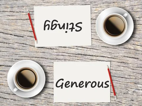 Business Concept : Comparison between generous and stingy Stock Photos