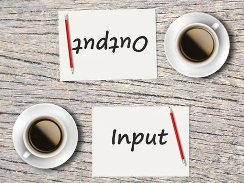 Business Concept : Comparison between input and output Foto stock