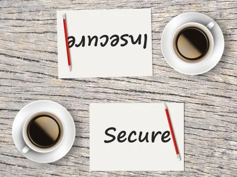 Business Concept : Comparison between secure and insecure Stock Photos