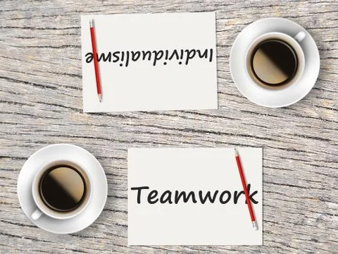 Business Concept : Comparison between teamwork and individualisme Stock Photos