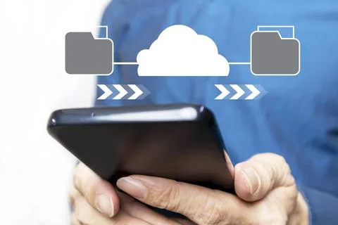 Business concept connects data network through cloud system to retrieve bus.. Stock Photos