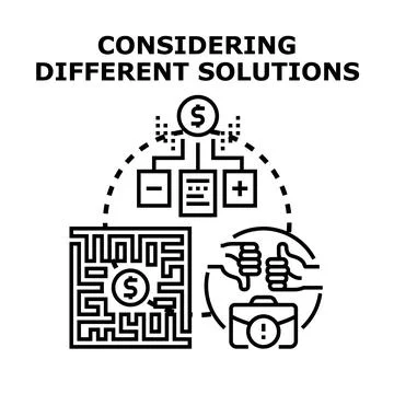 Business concept considering different financial solutions problem solving Stock Illustration