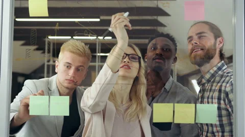Business concept of contented creative professional diverse group which Stock Footage 133794530