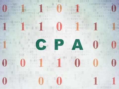 Business concept: CPA on Digital Data Paper background Stock Illustration