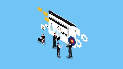 Business Concept of CRM System with Data Analysis and Target Marketing 3d a.. Video stock 302533512