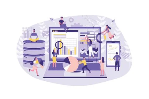 Business Concept Data analysis,Teamwork. Group of Clerks conduct Statistics o 스톡 일러스트