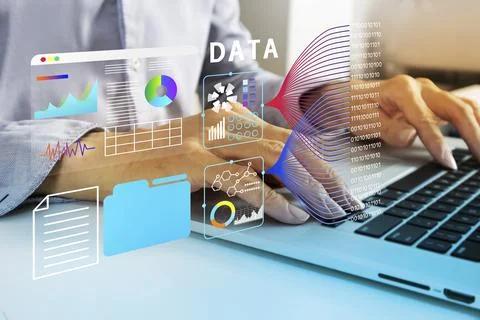Business concept of data management, big data processing in business and dr.. Stock Photos