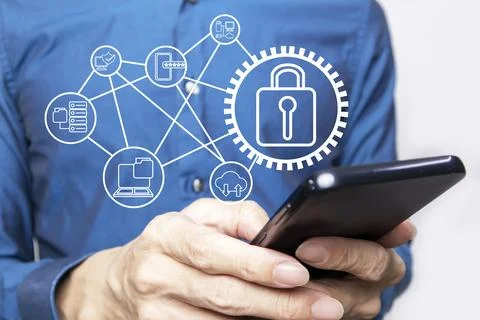 Business concept of data protection security and data unlocking security Stock Photos