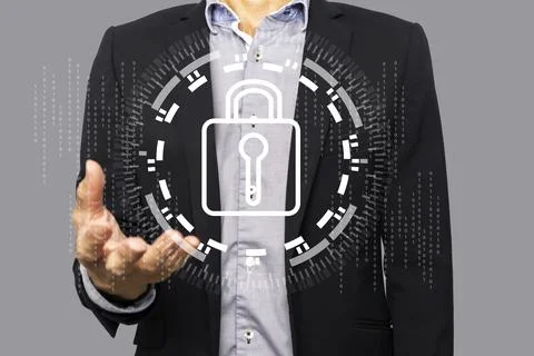 Business concept of data protection security and data unlocking security Stock Photos