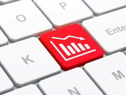 Business concept: Decline Graph on computer keyboard background Illustrazione stock