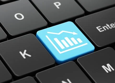 Business concept: Decline Graph on computer keyboard background Illustrazione stock