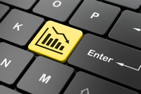Business concept: Decline Graph on computer keyboard background 스톡 일러스트