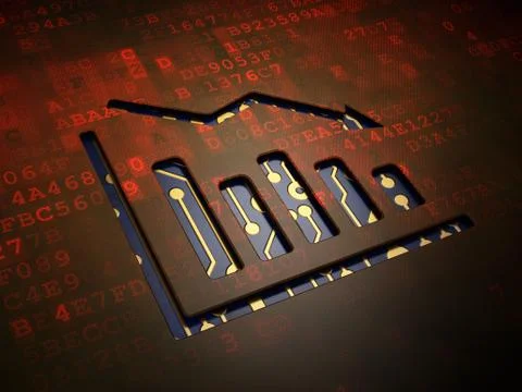 Business concept: Decline Graph on digital screen background Illustrazione stock