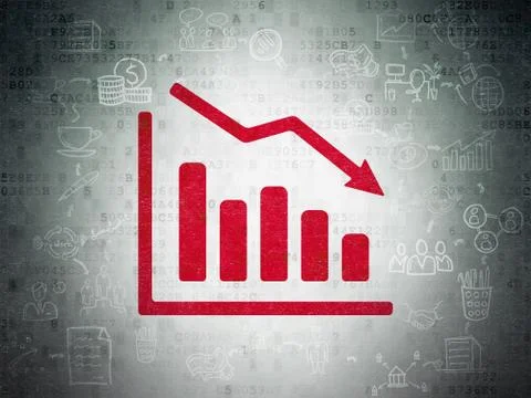 Business concept: Decline Graph on Digital Paper background Illustrazione stock
