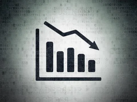 Business concept: Decline Graph on Digital Data Paper background 스톡 일러스트