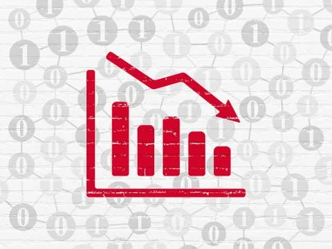 Business concept: Decline Graph on wall background Stock Illustration