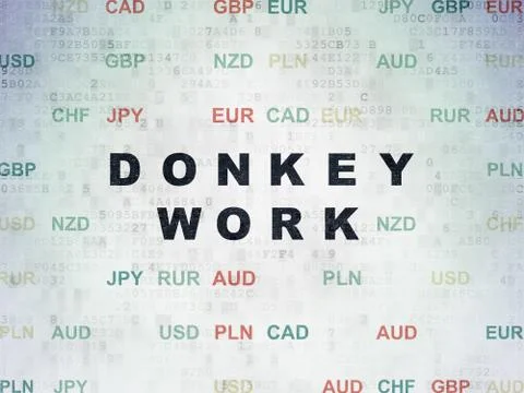 Business concept: Donkey Work on Digital Data Paper background Stockillustratie