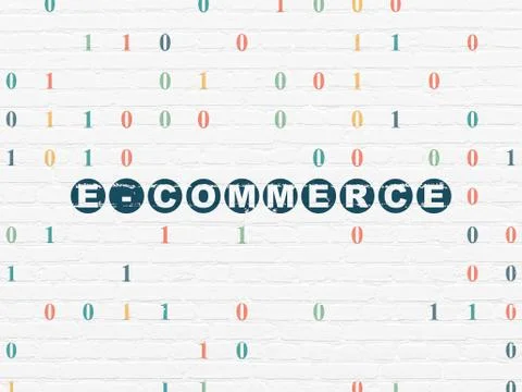 Business concept: E-commerce on wall background Stock Illustration