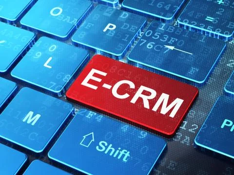 Business concept: E-CRM on computer keyboard background イラスト素材