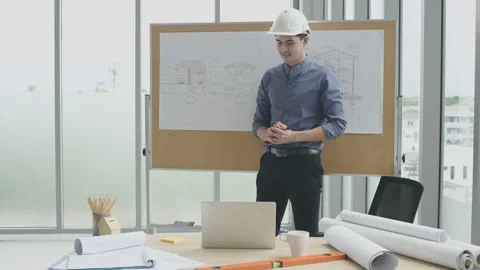 Business concept. Engineers present the project at the meeting. 4k Resolution Stock Footage 141823667