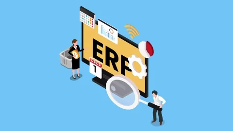Business Concept of ERP System Integration with Calendar and Analytics 3d a.. Video stock 302533508