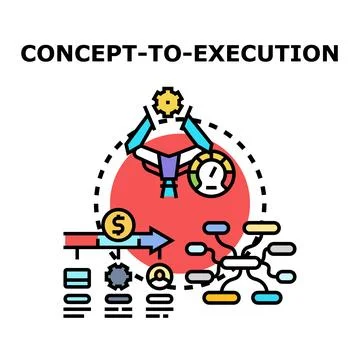 Business concept to execution process planning development Stock Illustration