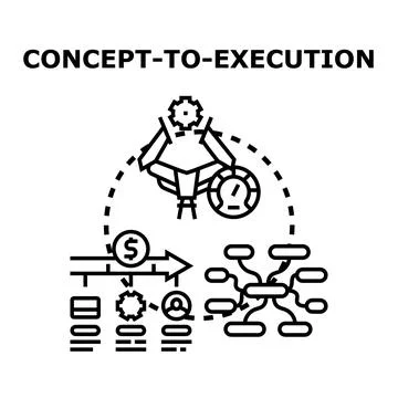 Business concept to execution process planning development Stock Illustration