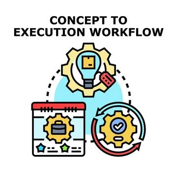 Business concept execution workflow planning and implementation Stock Illustration