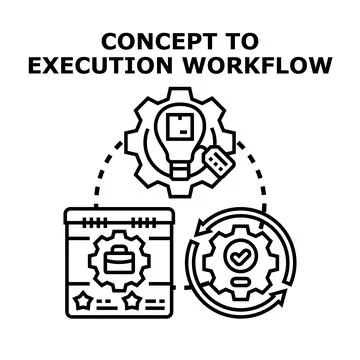 Business concept execution workflow planning and implementation Stock Illustration