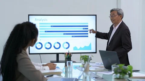 Business concept. Experts are introducing business knowledge to the team. Stock Footage 113135596