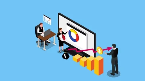Business Concept of Financial Data Analysis and Profit Growth 3d animation .. Video stock 302533511
