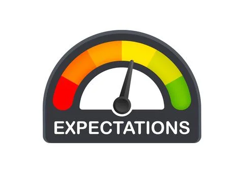 Business concept. Flat design. Flat icon with expectations indicaton light Ilustração Stock