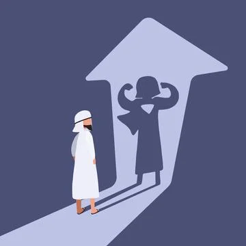 Business concept flat isolated of Arab businessman standing in front of his o Stock-Illustration