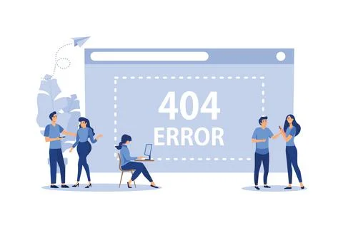 Business concept flat vector illustration, error 404, disconnection from the  Stock Illustration