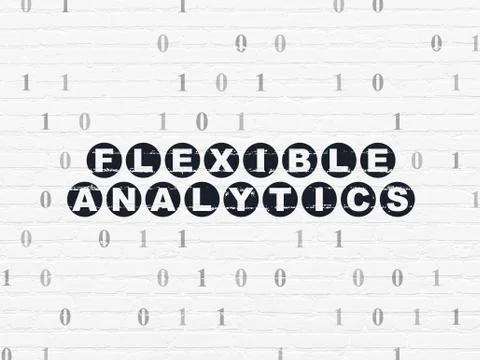 Business concept: Flexible Analytics on wall background Stock Illustration