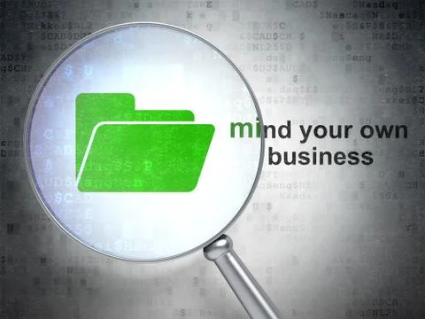 Business concept: Folder and Mind Your own Business with optical glass Stock Illustration