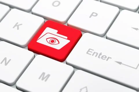 Business concept: Folder With Eye on computer keyboard backgroun Stock Illustration