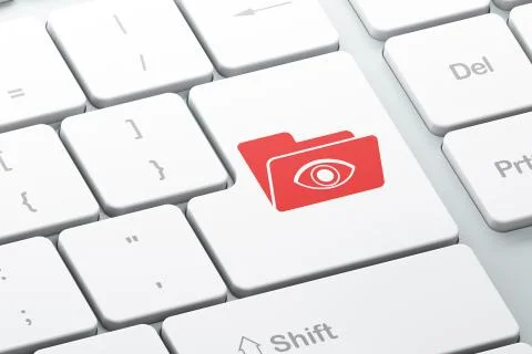 Business concept: Folder With Eye on computer keyboard backgroun 스톡 일러스트