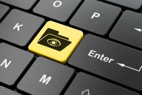 Business concept: Folder With Eye on computer keyboard background Illustrazione stock