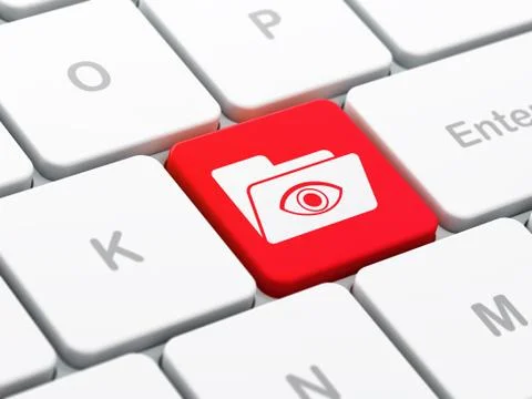 Business concept: Folder With Eye on computer keyboard background Stockillustratie