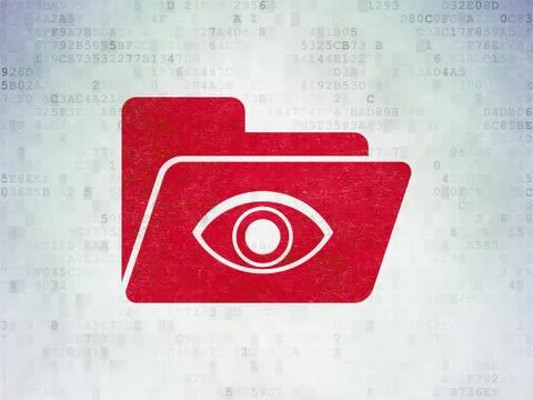 Business concept: Folder With Eye on Digital Paper background 스톡 일러스트