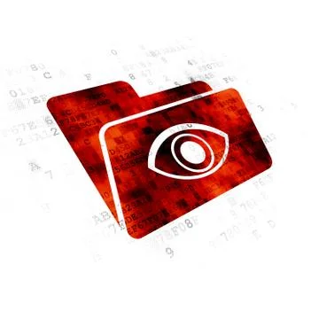 Business concept: Folder With Eye on Digital background 스톡 일러스트
