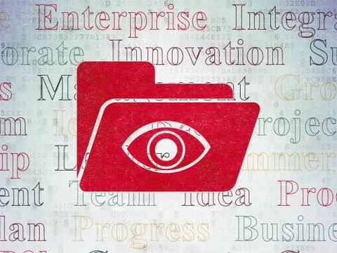 Business concept: Folder With Eye on Digital Data Paper background Stock Illustration