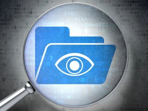 Business concept: Folder With Eye with optical glass on digital 스톡 일러스트