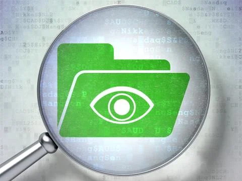 Business concept: Folder With Eye with optical glass on digital background Stock Illustration
