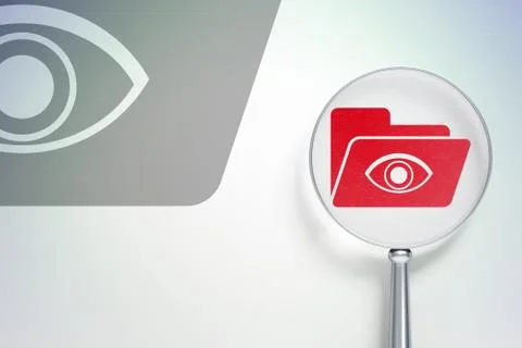 Business concept:  Folder With Eye with optical glass on digital background 스톡 일러스트
